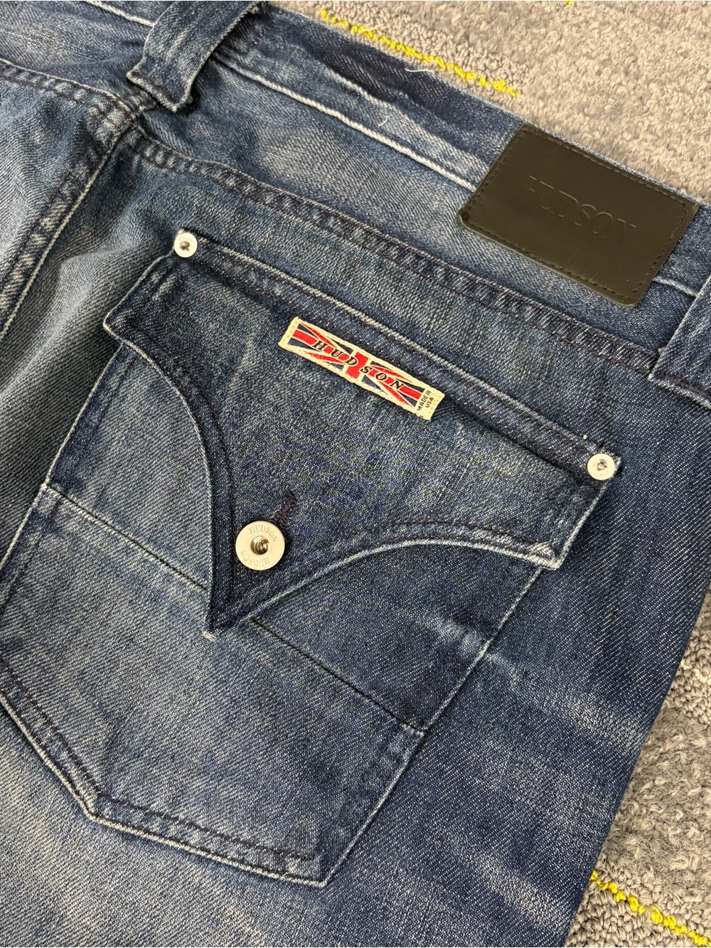 Hudson Webber Flap Pocket Bootcut Jeans Men’s 40x34 Button Fly Whiskered Iconic